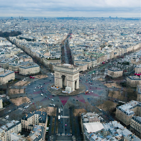 Soak up the buzz of central Paris from the Arc de Triomphe