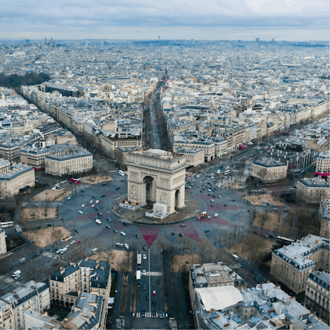 Soak up the buzz of central Paris from the Arc de Triomphe