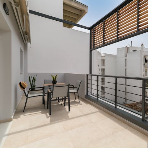 Dine alfresco on the balcony for breakfast