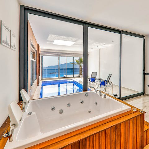 Treat yourself to a soak in the Jacuzzi
