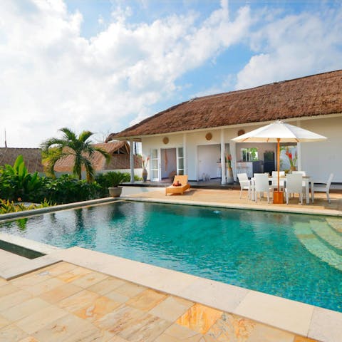 Take a dip to cool off in the private pool