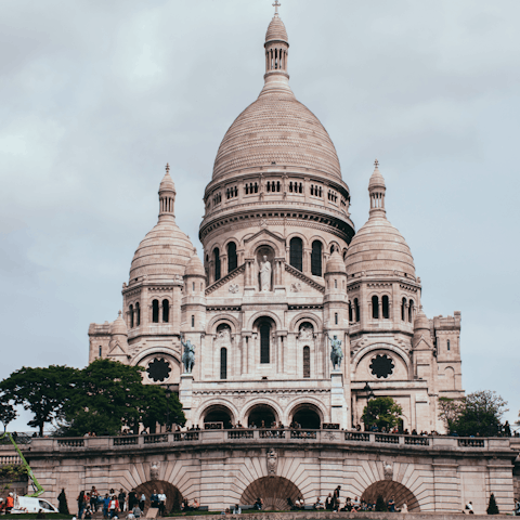 Take in the sweeping views from Sacré-Cœur, a twenty-five-minute stroll away
