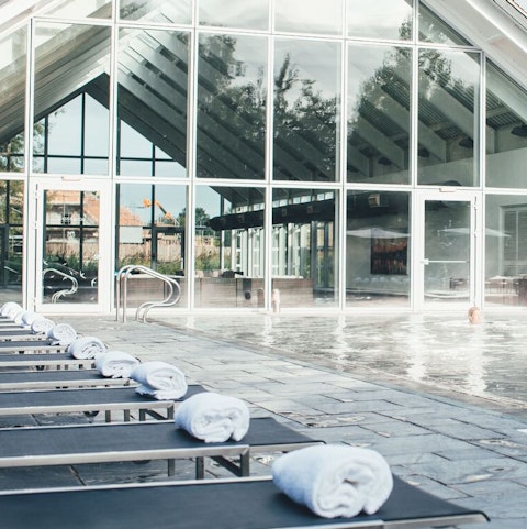 Swim in the eco-pool or heated indoor and outdoor pools