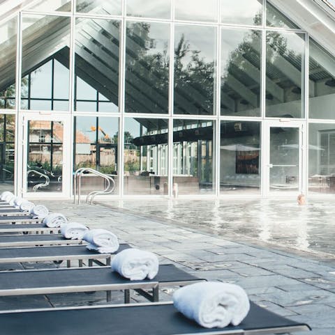 Swim in the eco-pool or heated indoor and outdoor pools