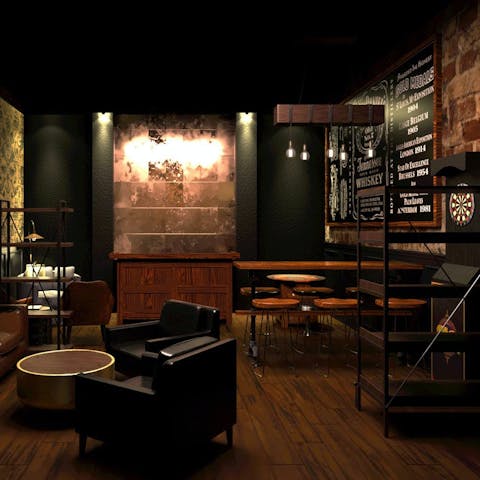 Serve your favourite evening drinks in the custom speakeasy