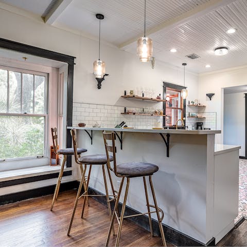 Enjoy a morning coffee at the breakfast bar