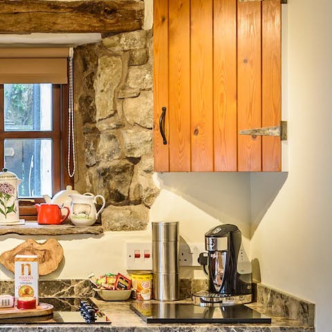 Rustle up breakfast in the charming kitchen – there's fresh eggs for sale just along the lane