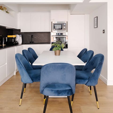 Gather at the table for breakfast as you plan your day