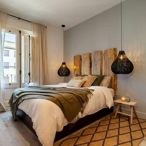 Have sweet dreams in the wood-panelled bedroom