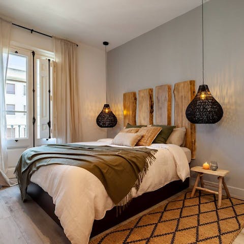Have sweet dreams in the wood-panelled bedroom