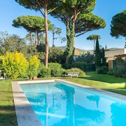 Cool off in the Tuscan heat with a dip in the private pool