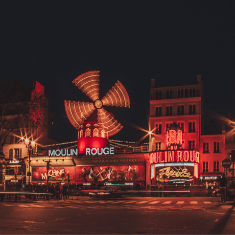 Take in a show at the iconic Moulin Rouge – it's a two-minute walk away