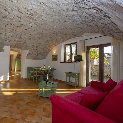 Fall in love with original details in this renovated farmhouse apartment