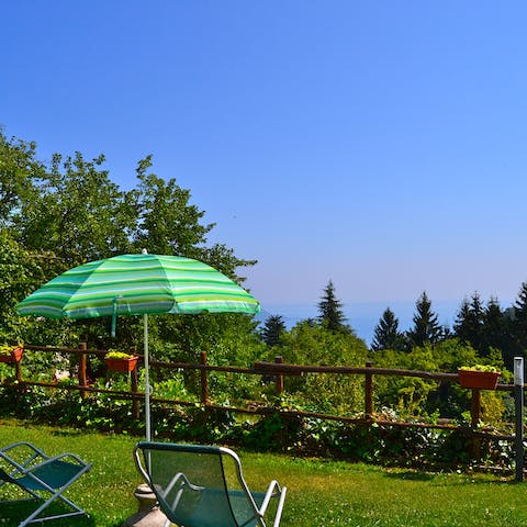 Enjoy views down to the lake from the shared sun-soaked garden