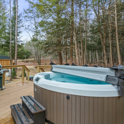 Enjoy the sweet sounds of nature while soaking in the hot tub