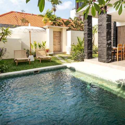Cool off from the Bali sun with a dip in the private pool