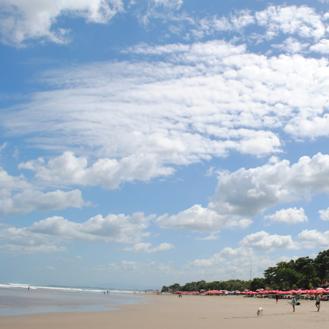 Stroll down the road to Seminyak Beach for a day of relaxation