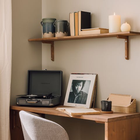 Put something on the record player as you work remotely