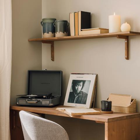 Put something on the record player as you work remotely