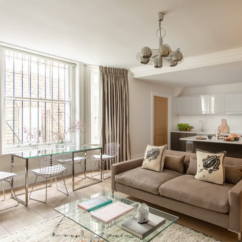 Mix a gin and tonic to enjoy in the gorgeous living space