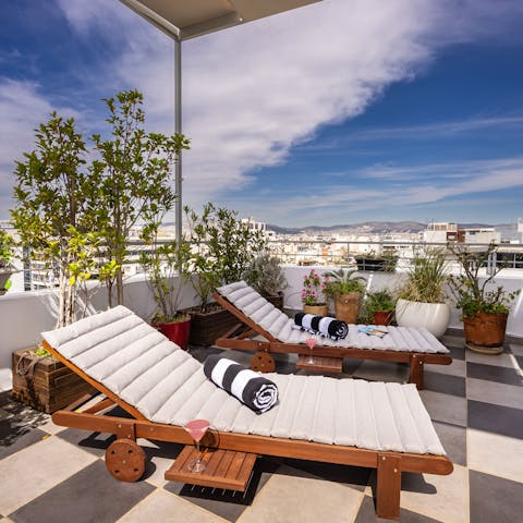 Stretch out on the loungers for a snooze in the sunshine