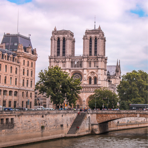 Visit the Notre Dame, less than a ten-minute walk from your door