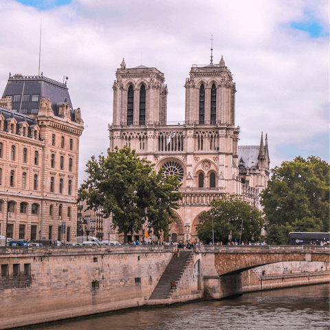 Visit the Notre Dame, less than a ten-minute walk from your door
