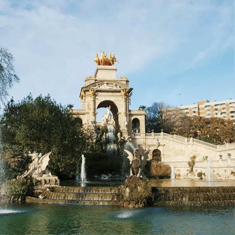 Admire the lush, ornate spaces of  Parc de la Ciutadella – just seven minutes away