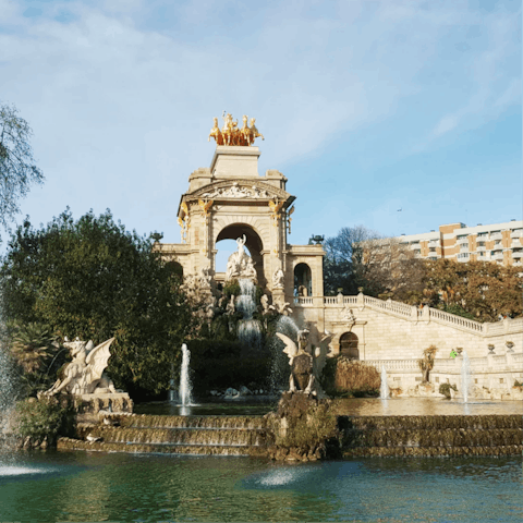 Admire the lush, ornate spaces of Parc de la Ciutadella – just seven minutes away
