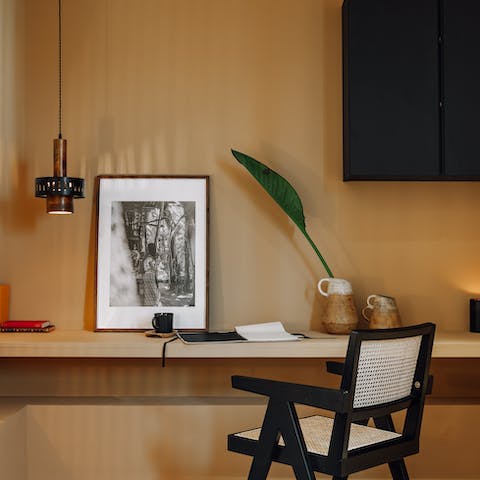 Catch up on some work at the dedicated work station