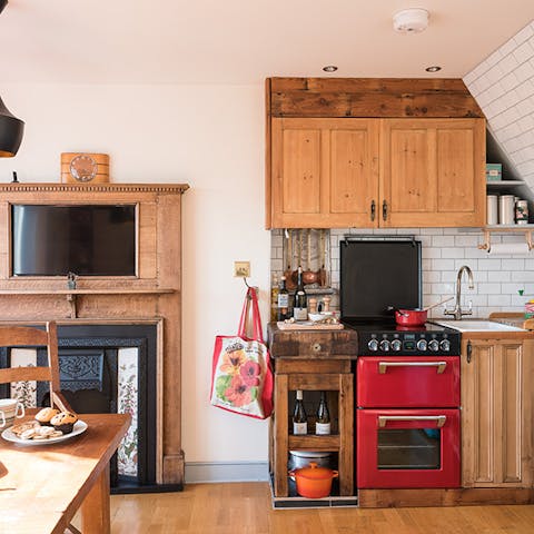 Cooking in the country chic kitchen