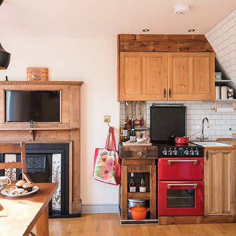 Cooking in the country chic kitchen