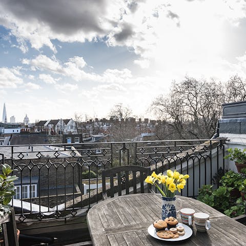 Enjoying breakfast on the terrace