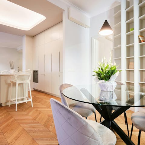 Enjoy open-plan living-dining during your city stay
