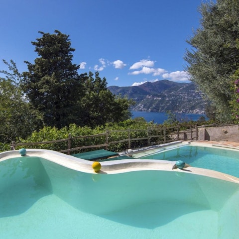 Cool off in the double-level swimming pool