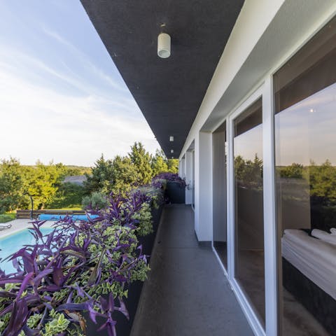 Step out onto one of the bedroom balconies and survey the rural surroundings