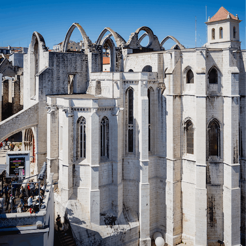 Discover the beautiful ruins of Convento do Carmo, a seven-minute walk