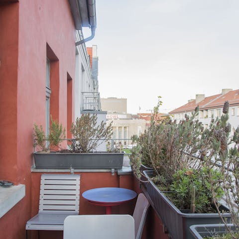 Wake up to your morning coffee on the private balcony