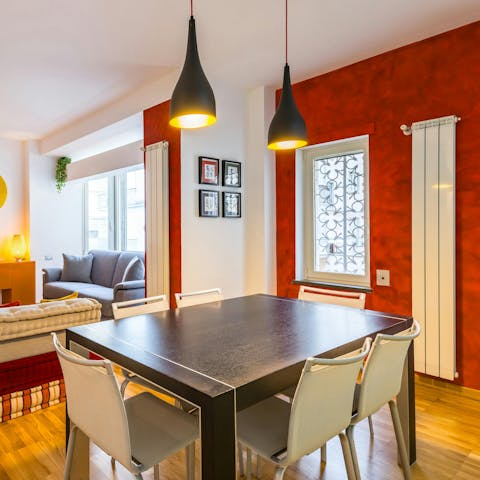 Get together for brunch in the light-filled dining area