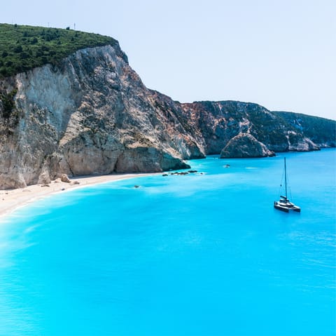 Hire a boat to explore Lefkada’s unspoilt coastlines