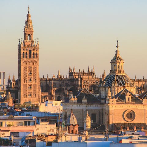 Stay in the heart of the historic city of Seville, a short walk from the beautiful Cathedral