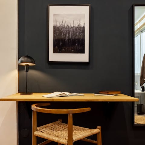 Catch up on work at the master bedroom's desk