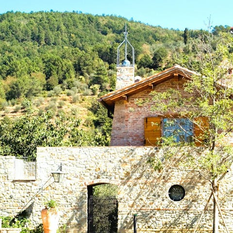 Take in the views of Pratomagno mountain from your private balcony