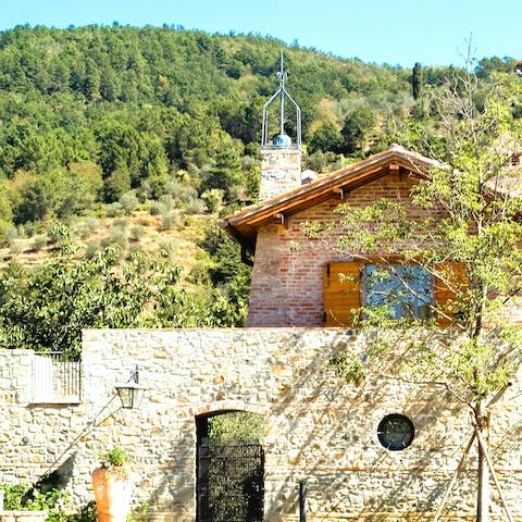 Take in the views of Pratomagno mountain from your private balcony