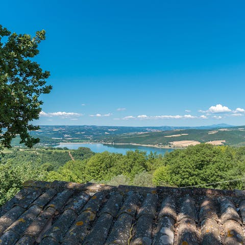 Enjoy magnificent views across the Lago di Corbara