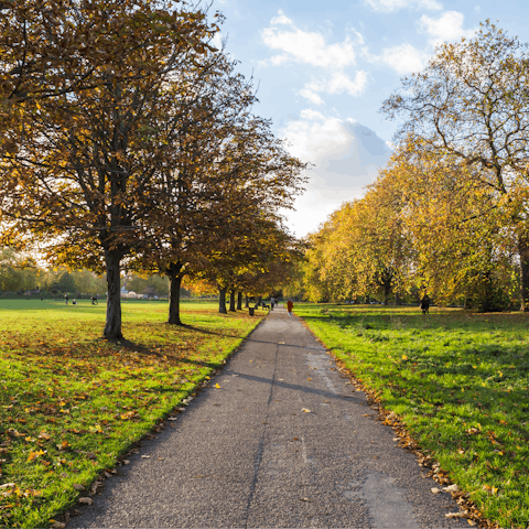 Spend your mornings wandering about the green expanse of Hyde Park, less than a ten-minute walk away