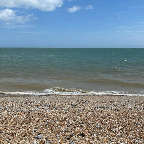 Visit Thorney Bay Beach, a half-hour drive away