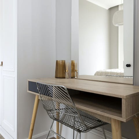 Find time to do a little work at the desk in the main bedroom