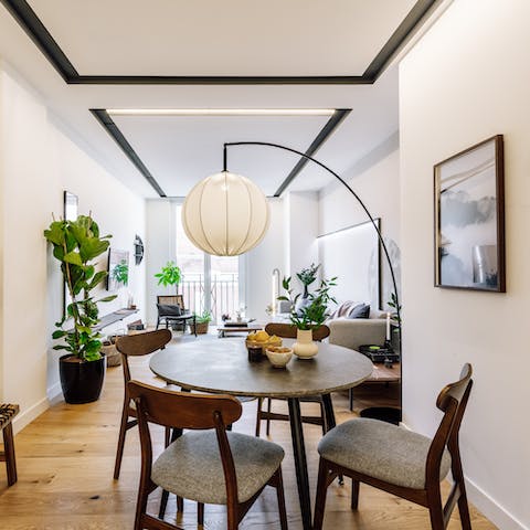 Make plans for the day over fresh coffee at the breakfast table