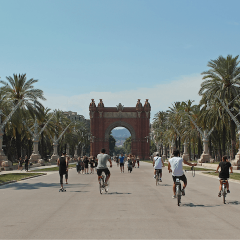 Visit Barcelona's Arc de Triomf, a five-minute walk away